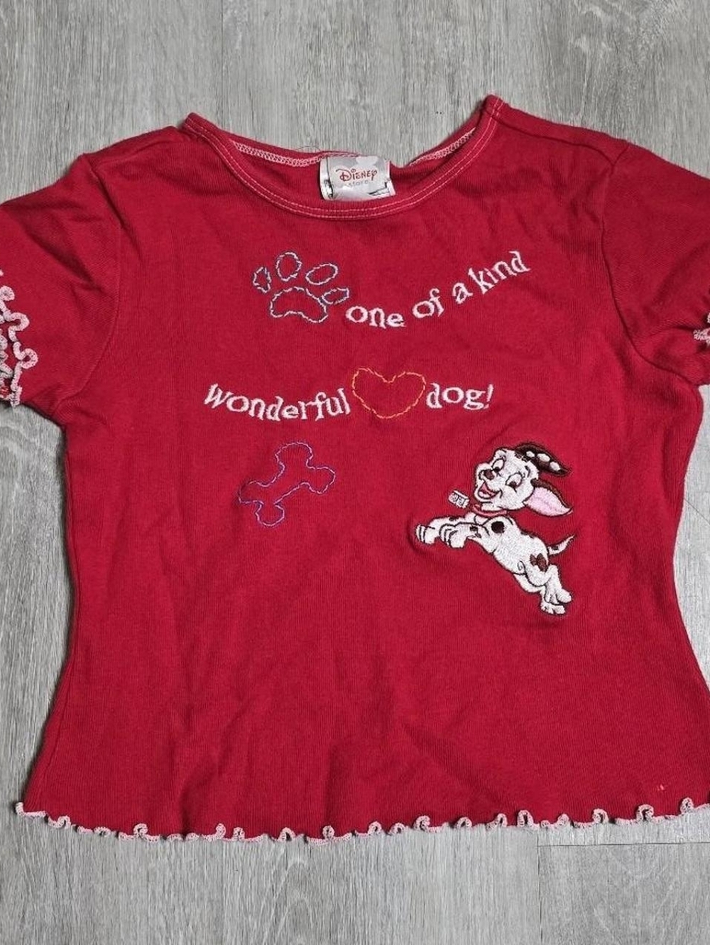 Vintage Y2K Disney 101 Dalmatian Embroidered Red Toddler Kids Tee Girls